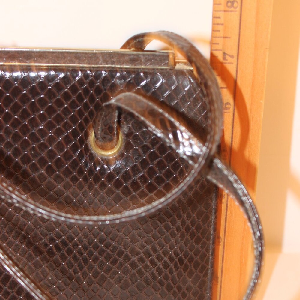 Naturalizer, Dark Brown, Faux Reptile Handbag Purse - Picture 8 of 10